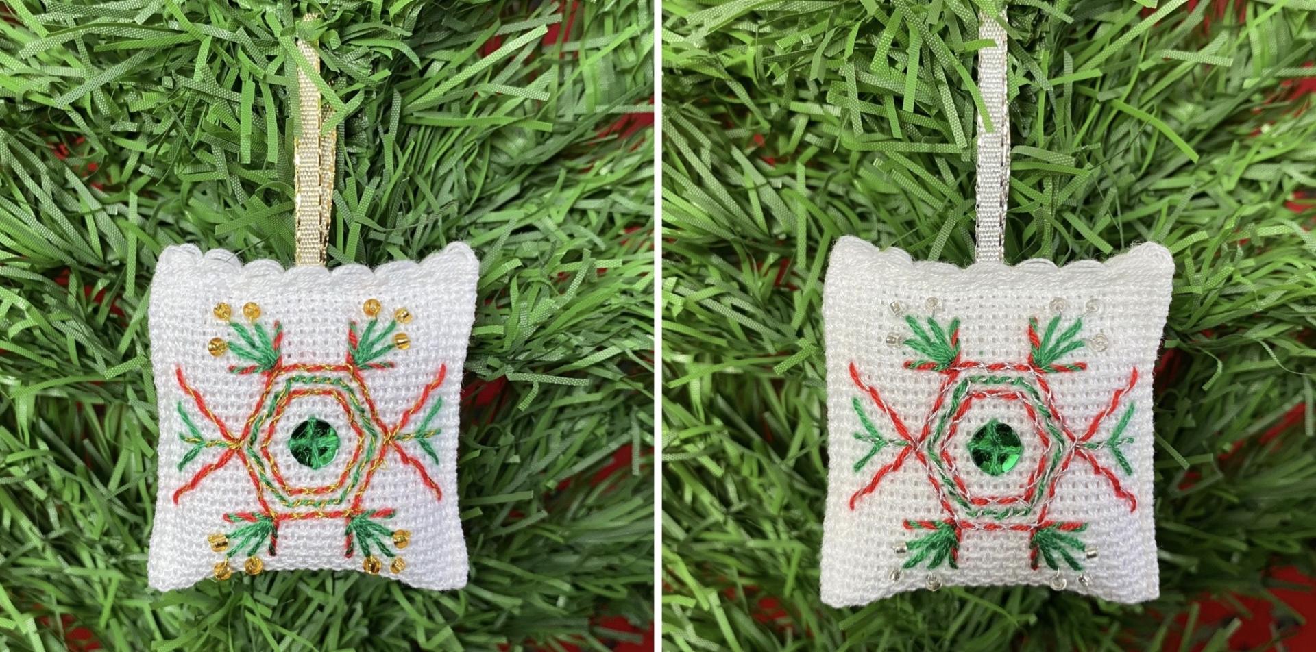 13b carre de noel etoile vert et rouge
