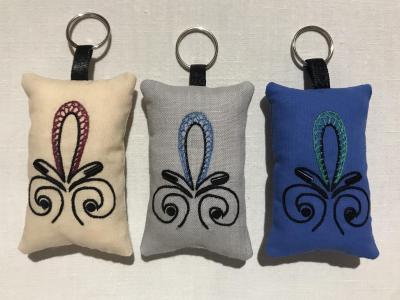 2 porte cles matelasses double face paulette