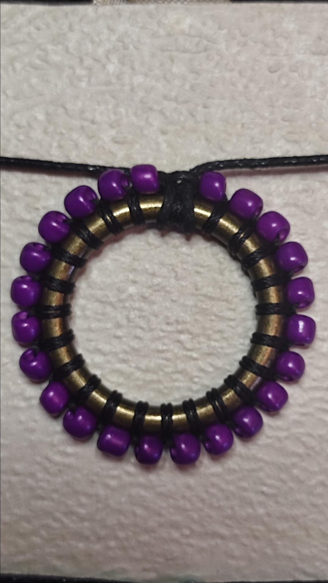 6 pendentifs perles mauves
