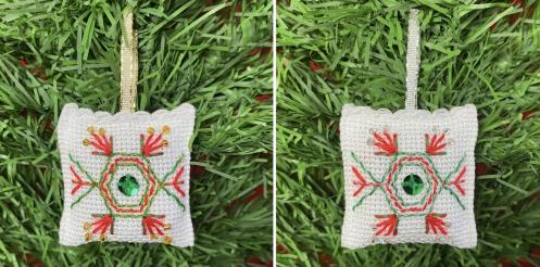 Carre de noel etoile rouge et vert
