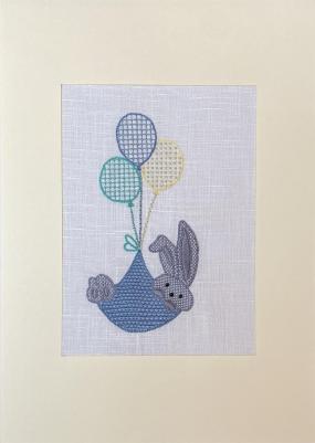 Tableau lapin bleu petits carreaux