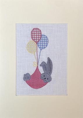 Tableau lapin rose grands carreaux