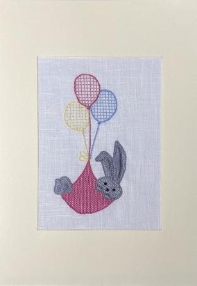 Tableau lapin rose petits carreaux