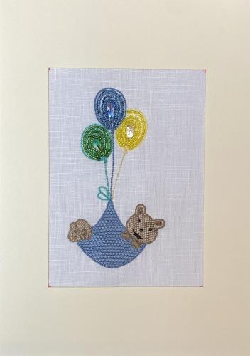 Tableau nounours bleu perles
