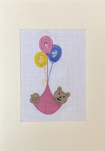 Tableau nounours rose perles